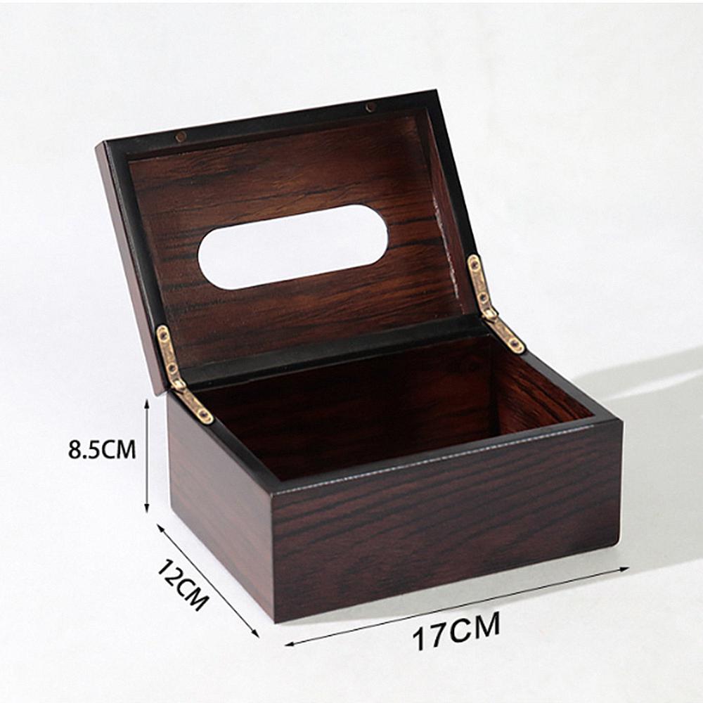 Walnut Color Wooden Tissue Paper Dispenser, Home Daily Use Desk Wood Napkin Paper Storage Case
