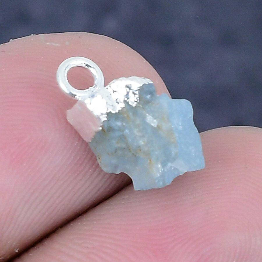 Aquamarine Rough Gemstone 925 Sterling Silver Jewelry Pendant 0.59" S1K26
