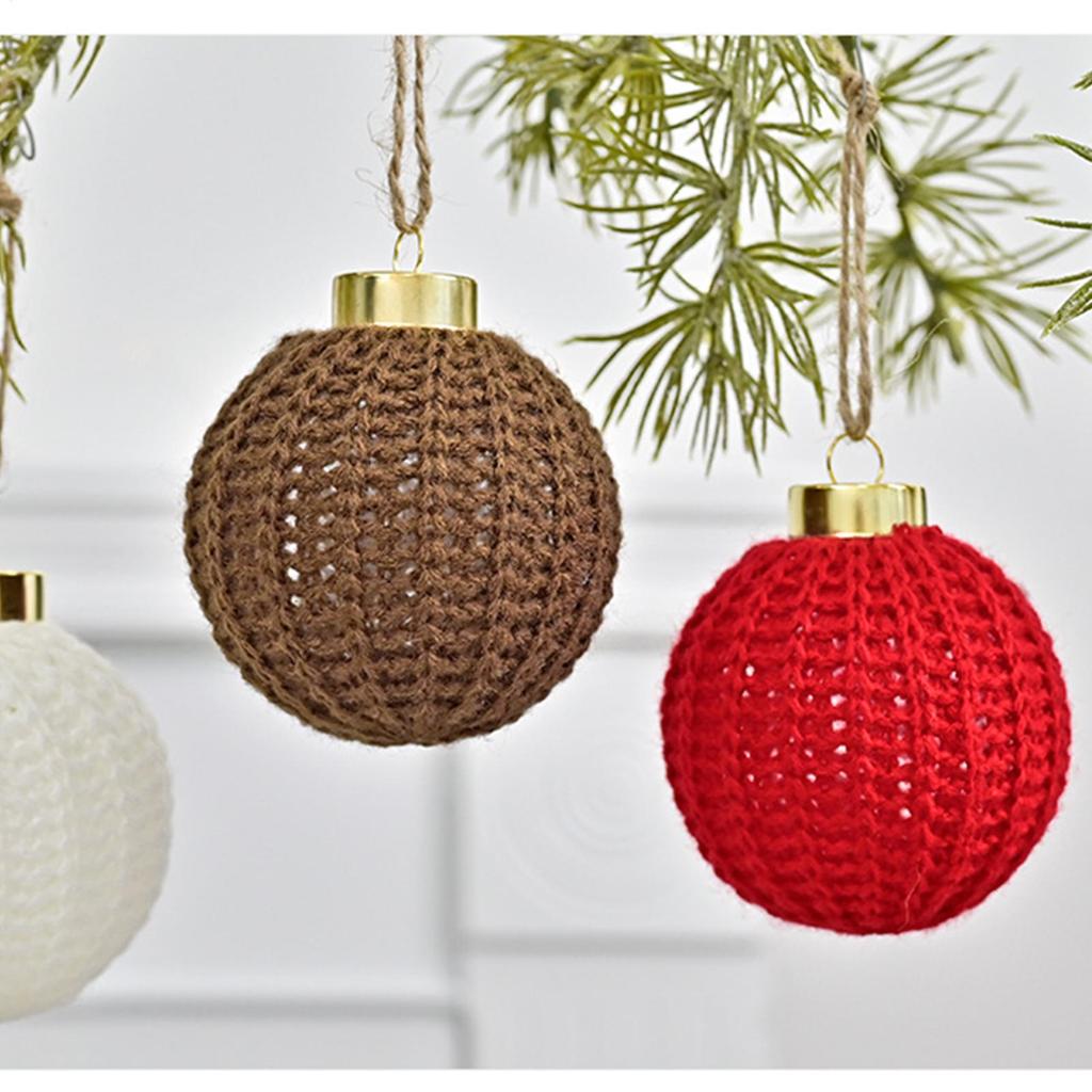 Farmhouse Christmas Ornaments Crochet Home Decor 12 Pieces Rustic Ball Ornaments Pendant For Party Garland Wreath Living Room