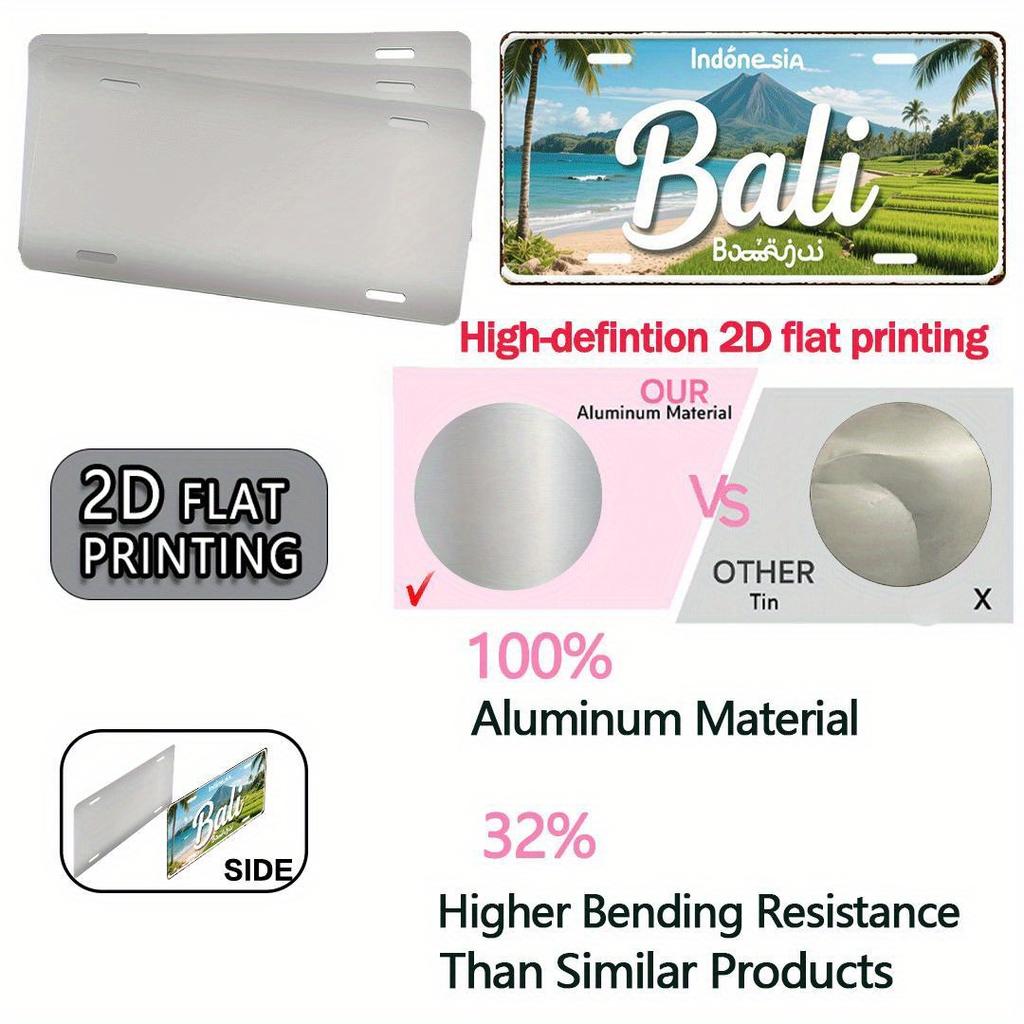 Bali Indonesia Vintage Metal License Plate -  Aluminum Wall Art with Tropical Beach & Volcano Design, Rustic Home Decor for Li