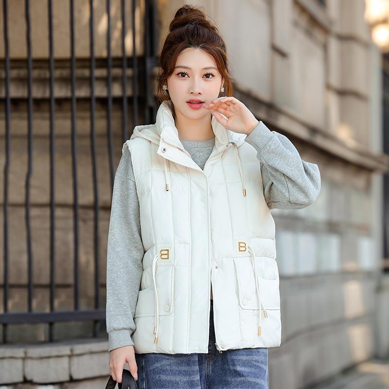 New down cotton-padded vest autumn and winter loose short cotton-padded vest thick vest jacket outer vest