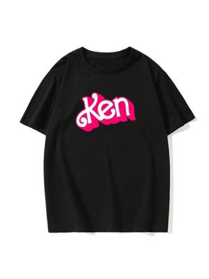 Herren Sommer Mode T-Shirt Rosa Ken Buchstaben Print Tops Tees Männlich Lässig O-Ausschnitt Kleidung Kurzarm Harajuku Streetwear