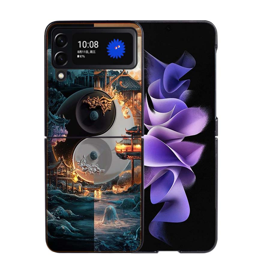 Balance of Elements The Eternal Yin-Yang Phone Case For Samsung Z Flip 7 6 5G Galaxy Z Flip4 Z Flip5 Z Flip3 Coque Black Hard PC