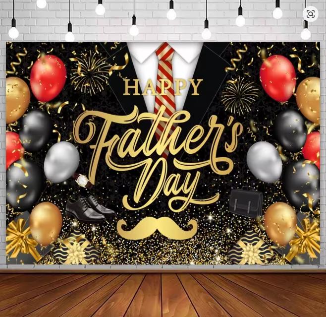 Father's Day Banner Background Men's Suit Tie Watch Balloon Decoration Father's Day Surprise Gift Arrangement Background Props