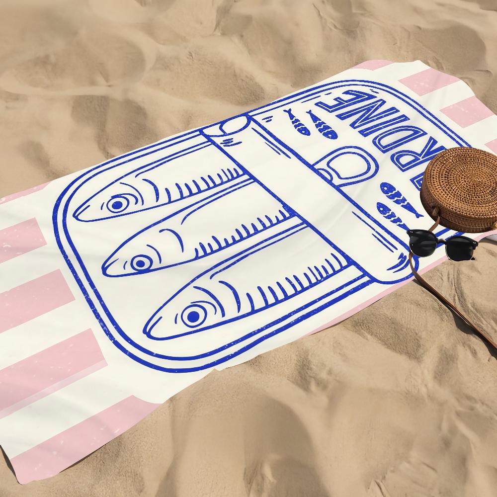 Sardines Nordic Towel Beach Towel Oversized Quick Dry Towel Absorbent Soft Swim BeachTowels for Men Women