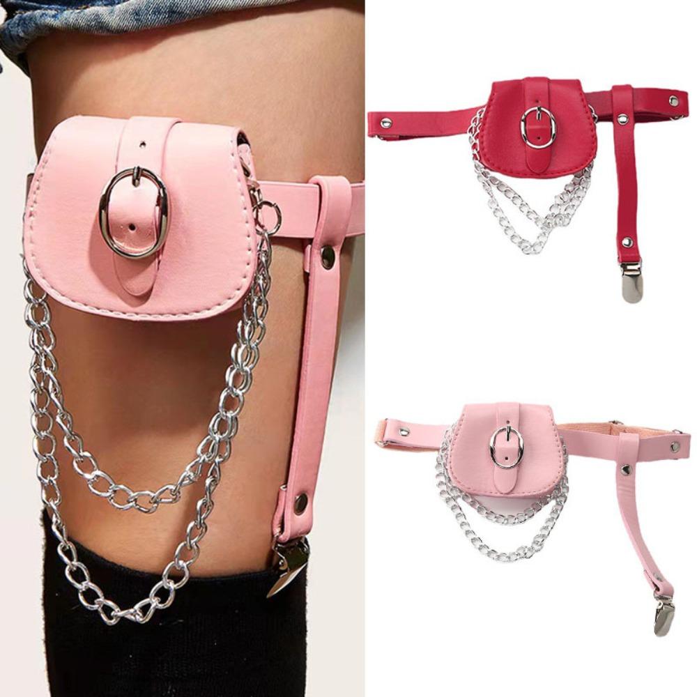 Goth Sexy Thigh Harness Chain Punk leg Stockings Bondage Belt Creative Leg Bag Garter Belt  Girl