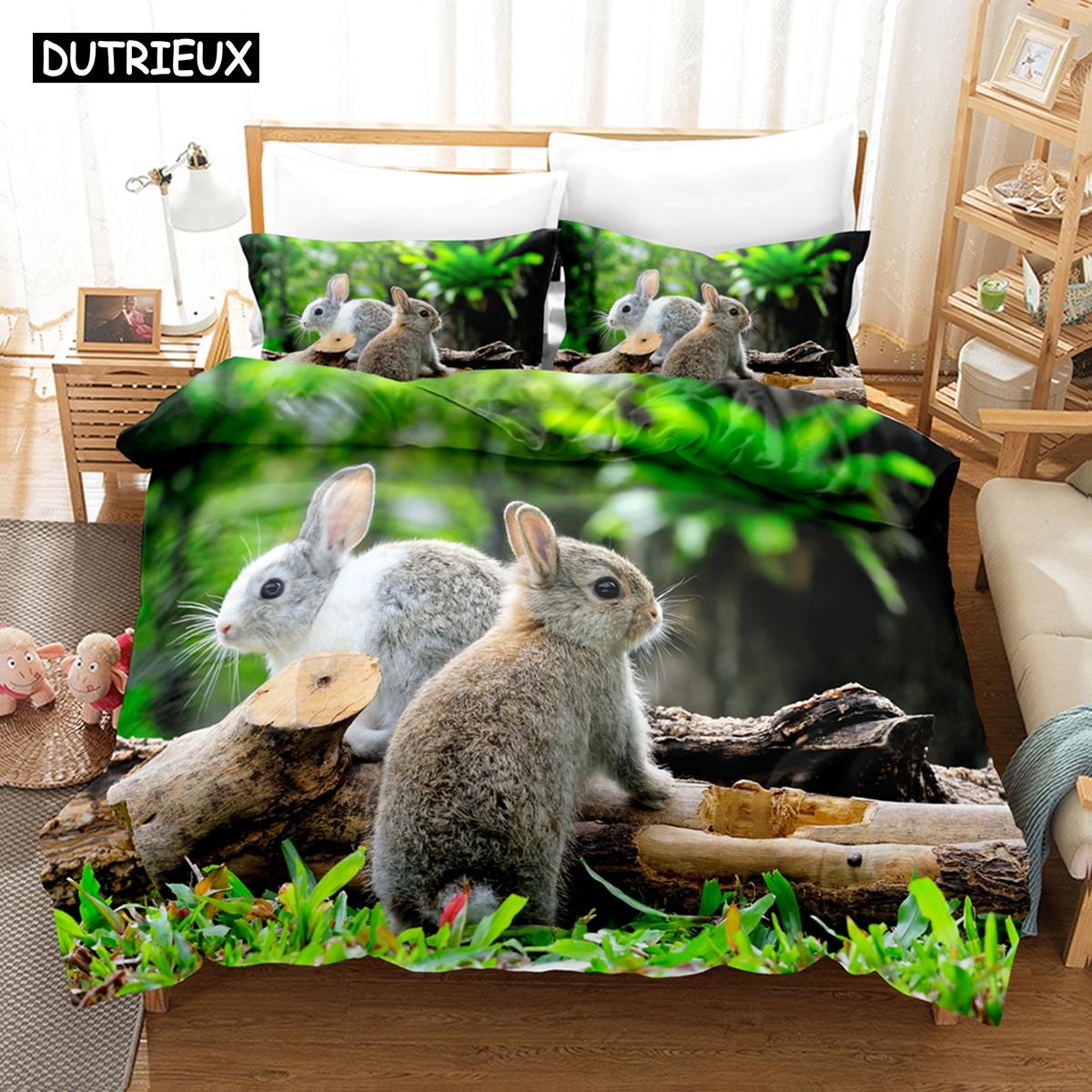 

3D Надрукований Великодній Заєць Кролик Постільна Білизна Набір Пухова Ковдра Підодіяльник З Наволочкою Двоспальний Односпальний Королівський US Full(200x230cm)