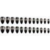 24 Stück Glänzende Press-On-Nägel Mandelform Falsche Nägel mit Schwarz-Katzen-Designs Stilvolle Klebenägel Geschenk für Frauen Maniküre