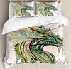 Japanese Dragon Bedding Set For Bedroom Bed Home Tribal Tattoo Style Asian Indigenous Cre Duvet Cover Quilt Cover And Pillowcase