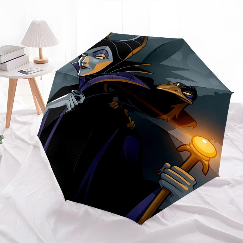 Maleficent, Raven Themed Automatic Opening and Closing Umbrella, Brightly Colored 8-rib Portable Umbrella, Suitable for Men and Women, A Perfect Gift
