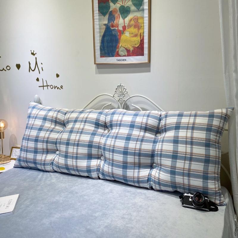 Thickened By 15cm Cute Korean Style Headboard Large Backrest Colorful Checkered Bed Cushion Soft and Skin Friendly Soft Bag Bedroom Tatami Pillow
