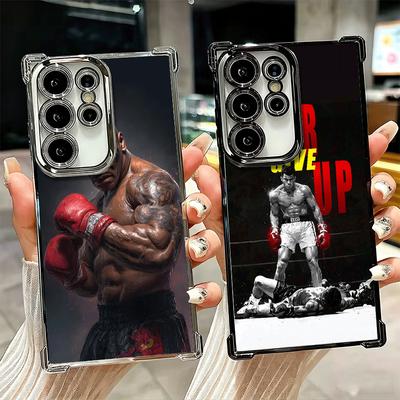 Mike Tyson Boxer Man Plating Phone Case For Samsung Galaxy S24 S25 FE S26 Edge S23 Ultra S22 S21 Plus S20 Anti-Fall Airabag Cove