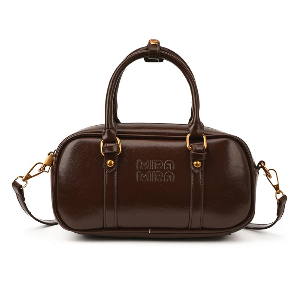 

Solid Color PU Boston Bag PU Leather Square Shoulder Bag Ins Sling Bag Streetwear кофейный