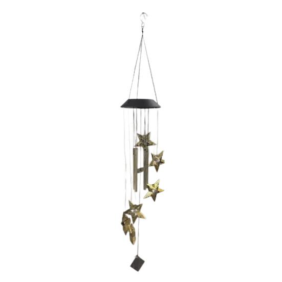 Solar Wind Chime Light, Star Sun Moon Wind Chime Solar Light, Outdoor Hanging Wind Chime, Solar Powered Garden Light for Patio Balcony Porch Terrace