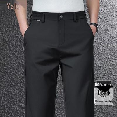 Yalu Men's Summer High-Waist Pure Cotton Casual Pants