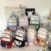 Women Large Capacity Schoolbag Campus Color Block Backpack Multi-Compartment Student Travel Backpack
