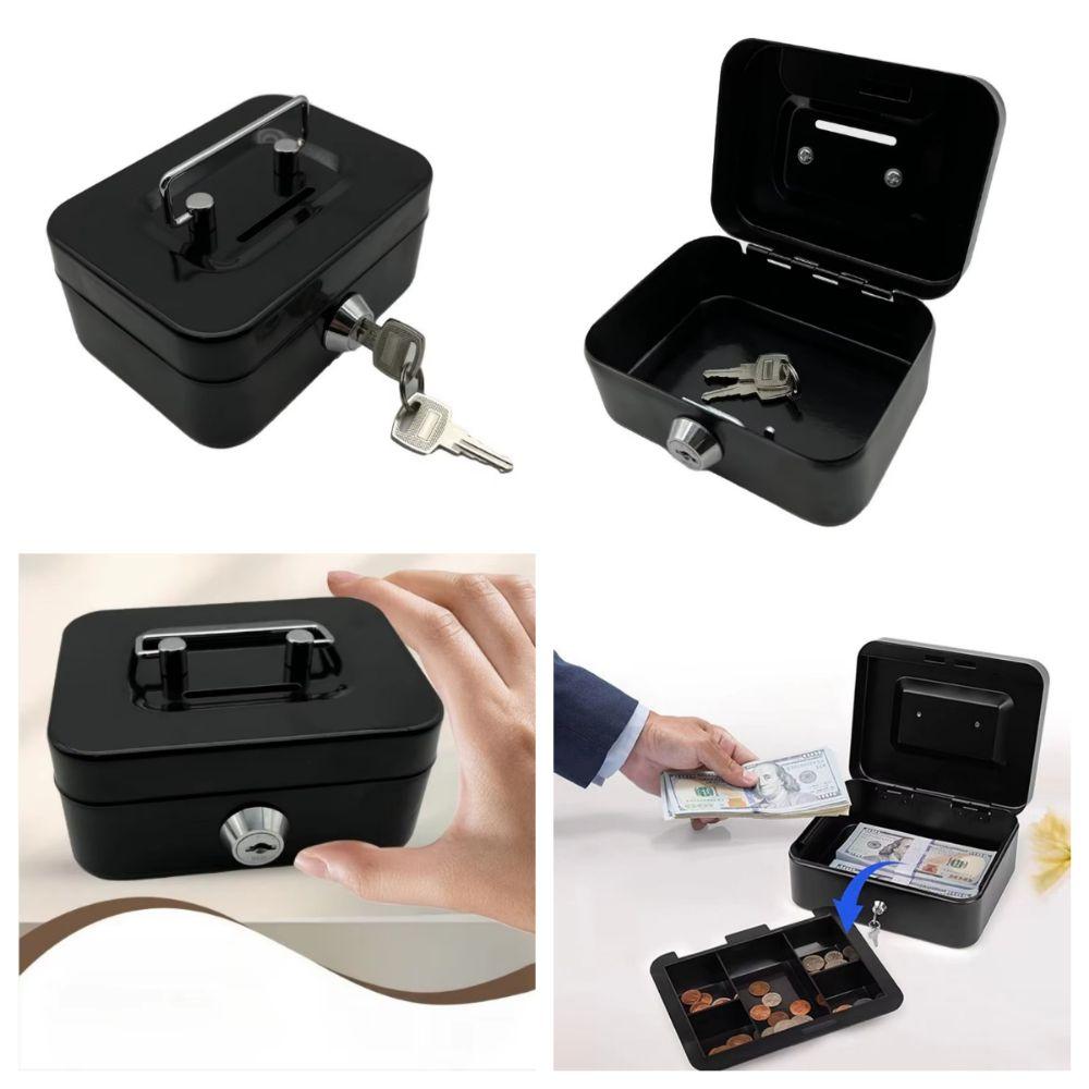 Mini Lockable Cash Box Metal Lock Box Coin Box Money Saving Box  Home Use
