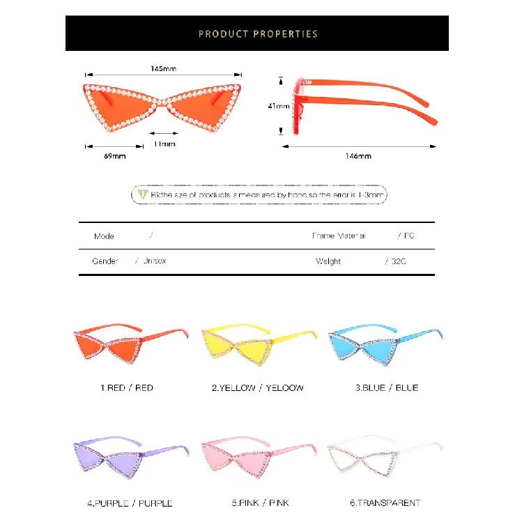 Vintage Cute Cat Eye Diamond Sunglasses Personality Candy Color Women Sun Glasses UV400