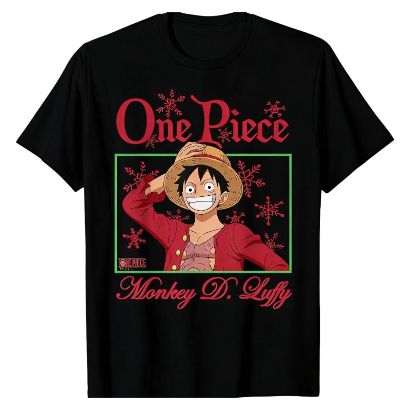Monkey D Luffy One Piece TShirt Classic Anime Character Graphic Print Crew Neck 100 Cotton Trendy Casual Street Fashion Tops