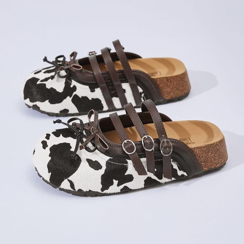 

Fashion Retro Bow Belt Buckle Decoration Platform Slipper Women Fashion Leopard Print Thick Bottom Loafers Cozy Concise Zapatos De Mujer 35