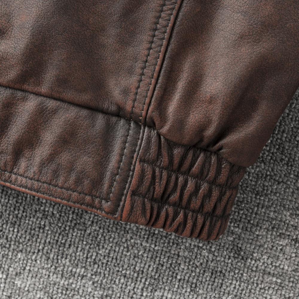 Vintage Red Brown Men Leather Jacket Oversized Style Black Genuine Cow Loose Man Bomber Coat Plus Size