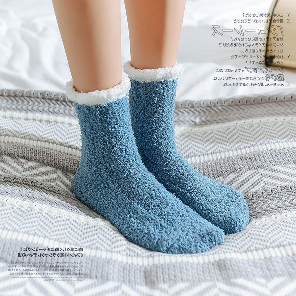 Thicker Coral Fleece Sleep Sock Soft High Elasticity Home Patchwork Fluffy Floor Sock Towel Sock