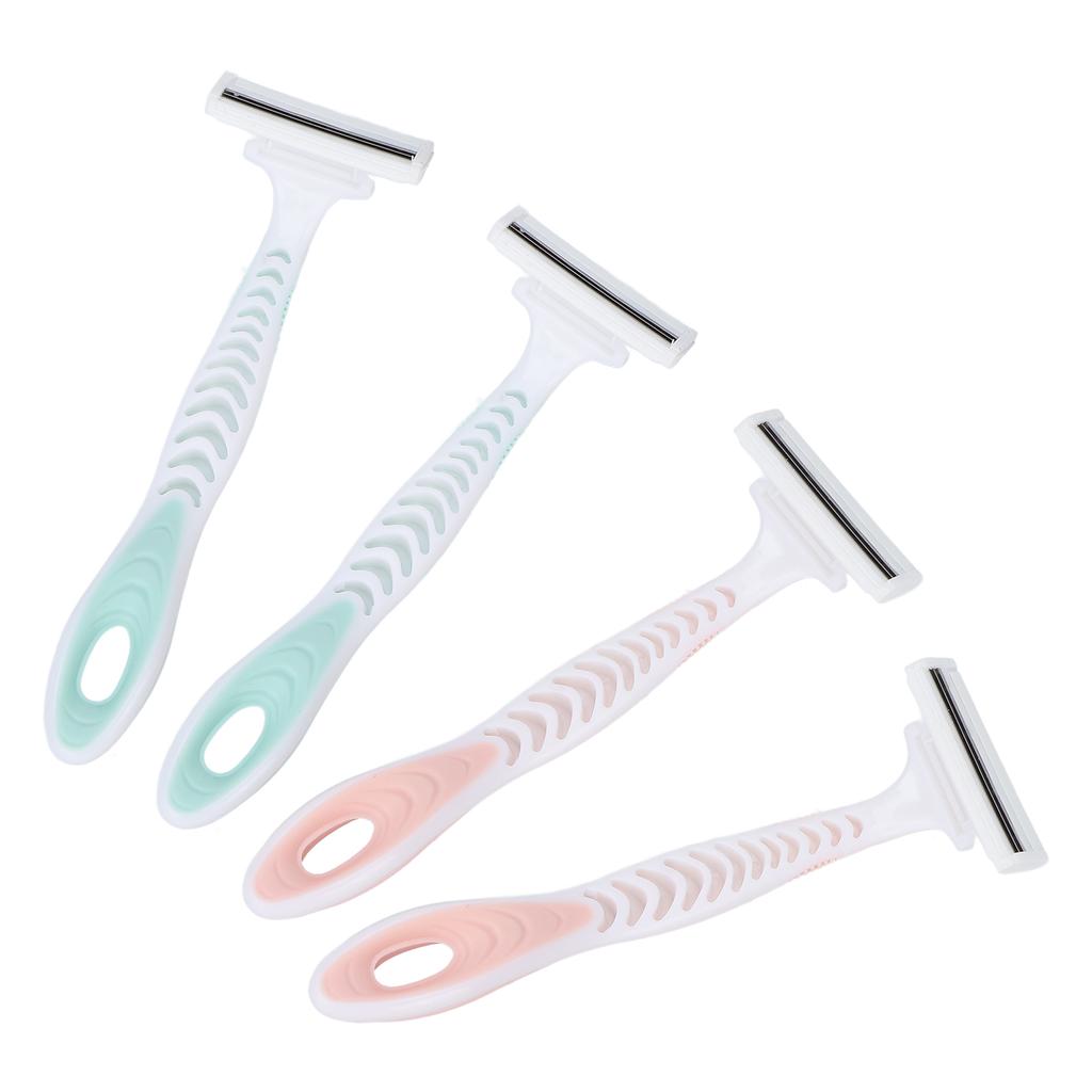 Paquete de 4 maquinillas de afeitar para mujer de 3 hojas, portátiles, ligeras, antideslizantes, para depilación femenina
