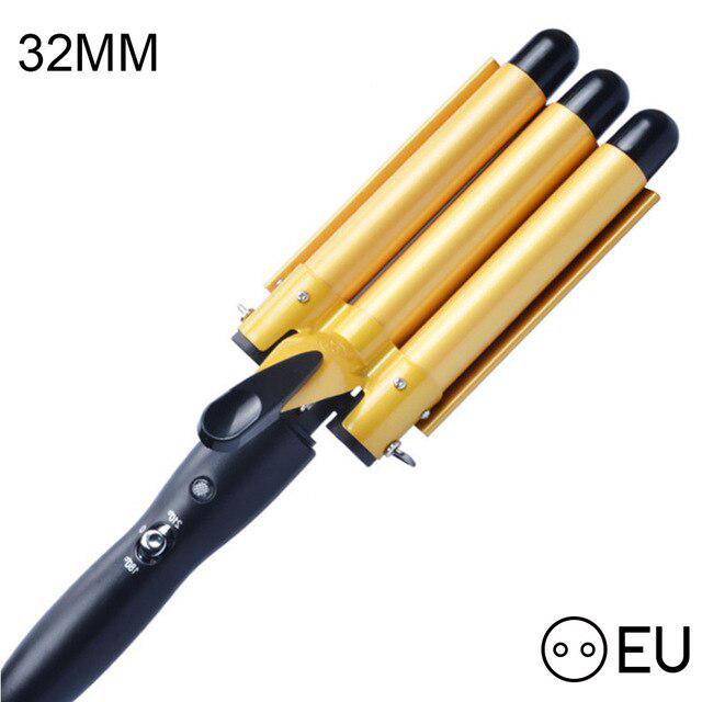Professional Ceramic Triple Barrel Curler Manual Hair Curler Styler Marchine Hair Waver Styling Tool KTY
