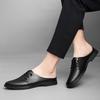 Fashion Genuine Leather Mules Footwear Breathable Slip on Walking Shoes New Flats Men Comfortable Half Slippers Male Casual Moccasins