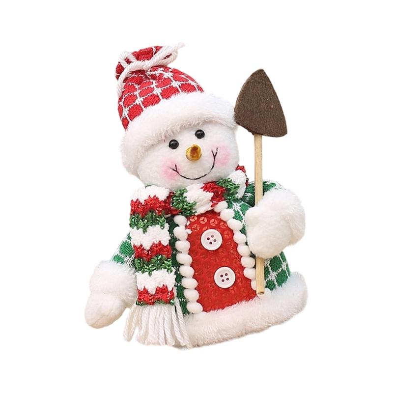  Christmas Themed Standing Plush Snowman Santa Deer Figure Table Shelf Decors