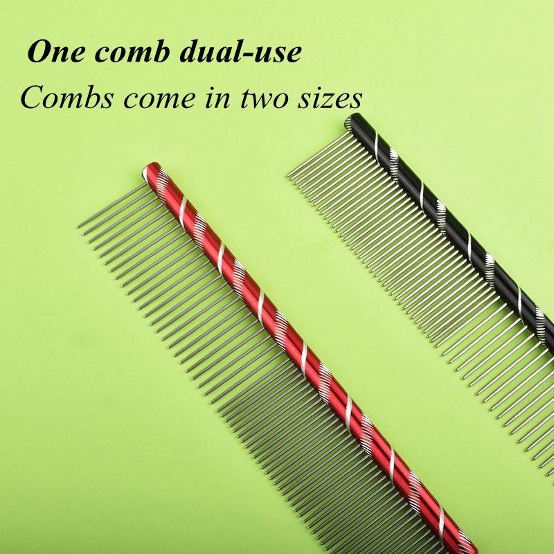 16/19/20/25cm Pet Dog Comb Bright Multi-Colored Stripe Grooming Comb Stainless Steel Straight Comb For Dog Cat Grooming Toolts