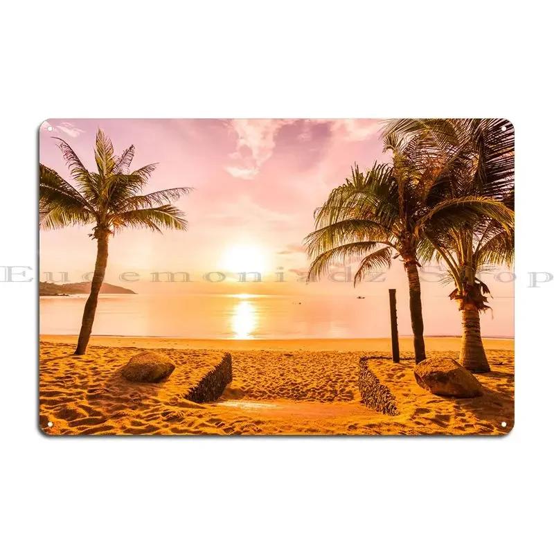 Beach Sunset Metal Sign Party Party Plates Pub Printing Wall Decor Tin Sign Poster
