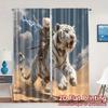 2pcs, 2D FLAT PRINTING Curtains (Without Rod) Tiger Rider Storm Print Popular Curtains Polyester Easy Install Curtains Holiday