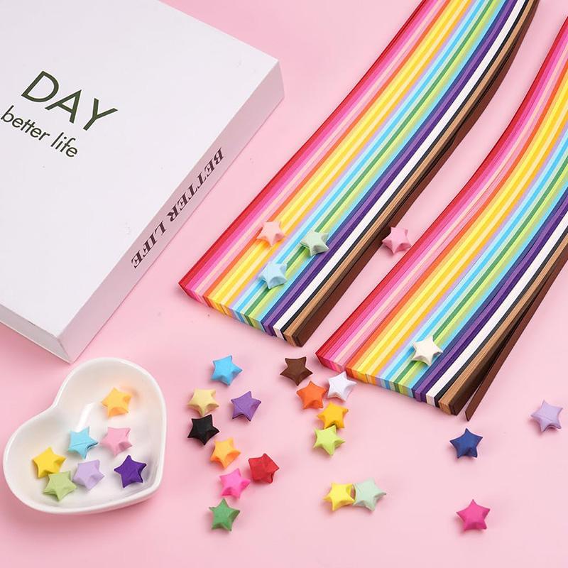 1350 Sheet 27Colors Star Paper Strip Origami Star Paper Strips Coloured Double Sided Lucky Star Origami DIY Hand Arts Home Decor