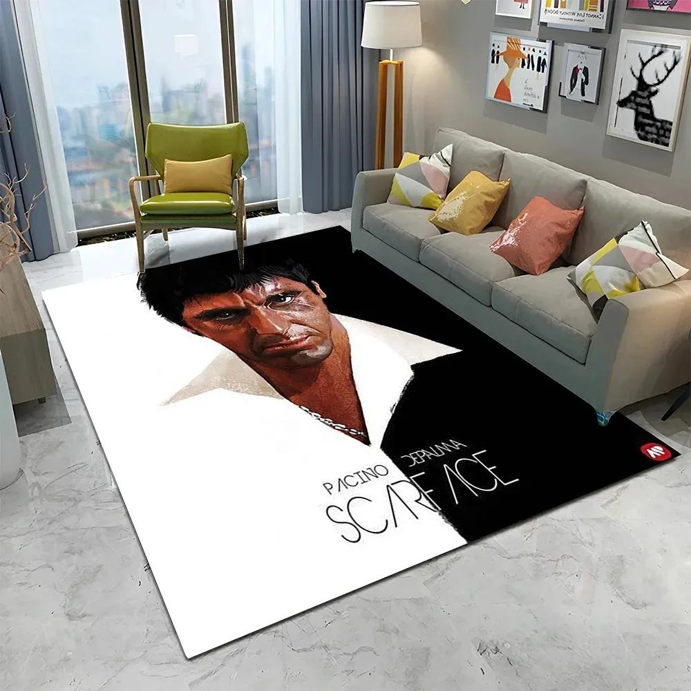 Film 3D Scarface Soggiorno Camera da Letto Divano Zerbino Decorazioni per la Casa Tappeto Antiscivolo Pavimento Salotto Tappeto Grande Area Tappetino Cucina Lavabile