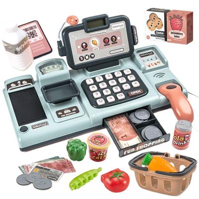 Button Moon Cash Register Toy: Scan and Shop! Perfect for Pretend Play, Shopping, and Role-playing. Includes a Calculator and US Dollar Bills. A Great