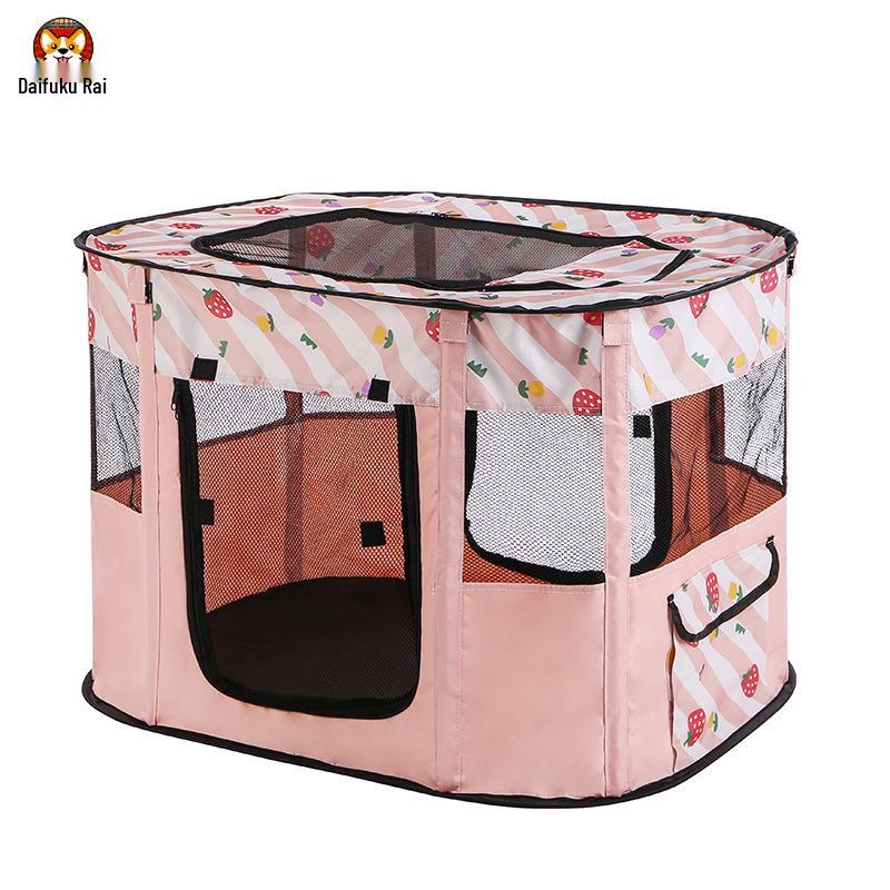 Rectangular Folding Pet Cage with Bed for Dogs & Cats