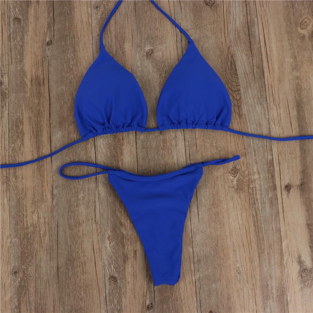 Solid Color European & American Three-Piece Bikini: Women's Sexy Bandage Split Swimsuit