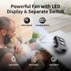 Socool 14500mAh Přenosný pasový ventilátor Dvojitý výstup vzduchu Turbo motory se čtyřmi klipy Nouzové světlo Power Banka pro venkovní použití