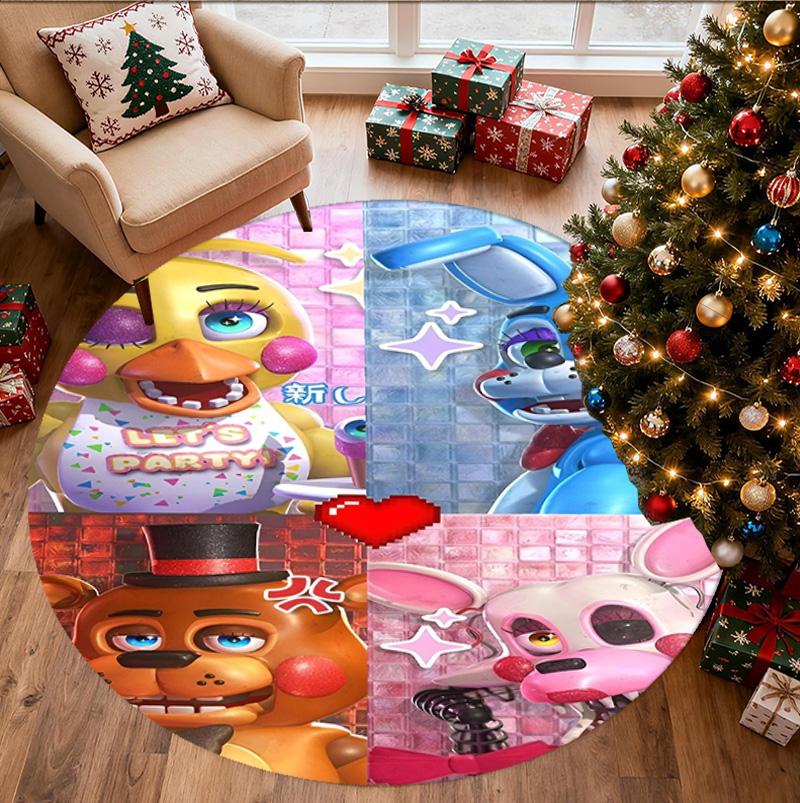 Five Nights at Freddy's Pattern Round Rug, Indoor/Outdoor Mat, for Picnic, Gameroom, Bedroom, Office, Living Room, Home Decor Carpet, Birthday Gift