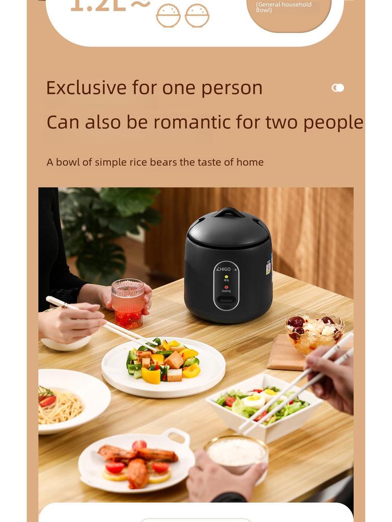 Chigo Mini Rice Cooker - Low Power, Non-Stick, Ideal for 1-2 People, Perfect for Dorms and Small Spaces
