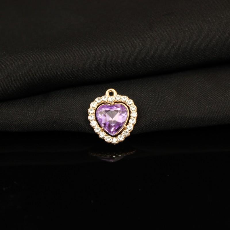 Alloy Diamond Belt Hanging Heart Pendant Color Transparent Necklace Bracelet Accessories Pendant Peach Heart Love Pendant