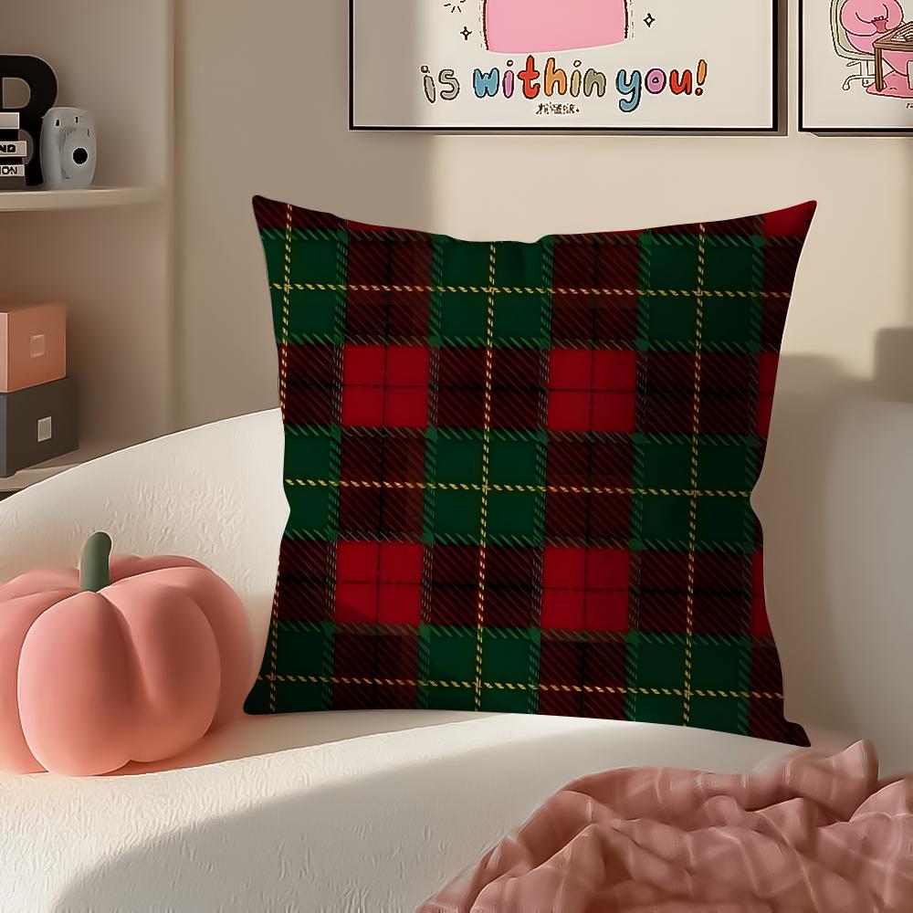 Classic Plaid Scottish attern NNordic Scottish Cushion Cover Pillowcase Short Plush Invisible zipper Room Sofa Cushion Cover