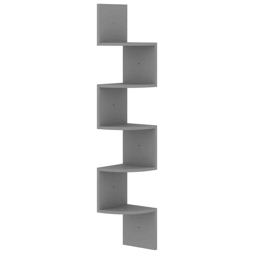 Wall Mounted Corner Shelf Gray 19 x 19 x 123 cm Engineered Wood