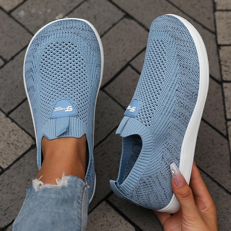Women'S Flat Bottomed Wide Last Shoe New Comfortable Breathable Mesh Soft Walking Shoes Simple Versatile Tennis Outdoor Sneakers