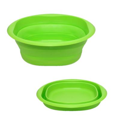 Foldable Sink Washtub, 5L, Approx. 32 X 32 X 11cm High, Compact, Silicone, Green