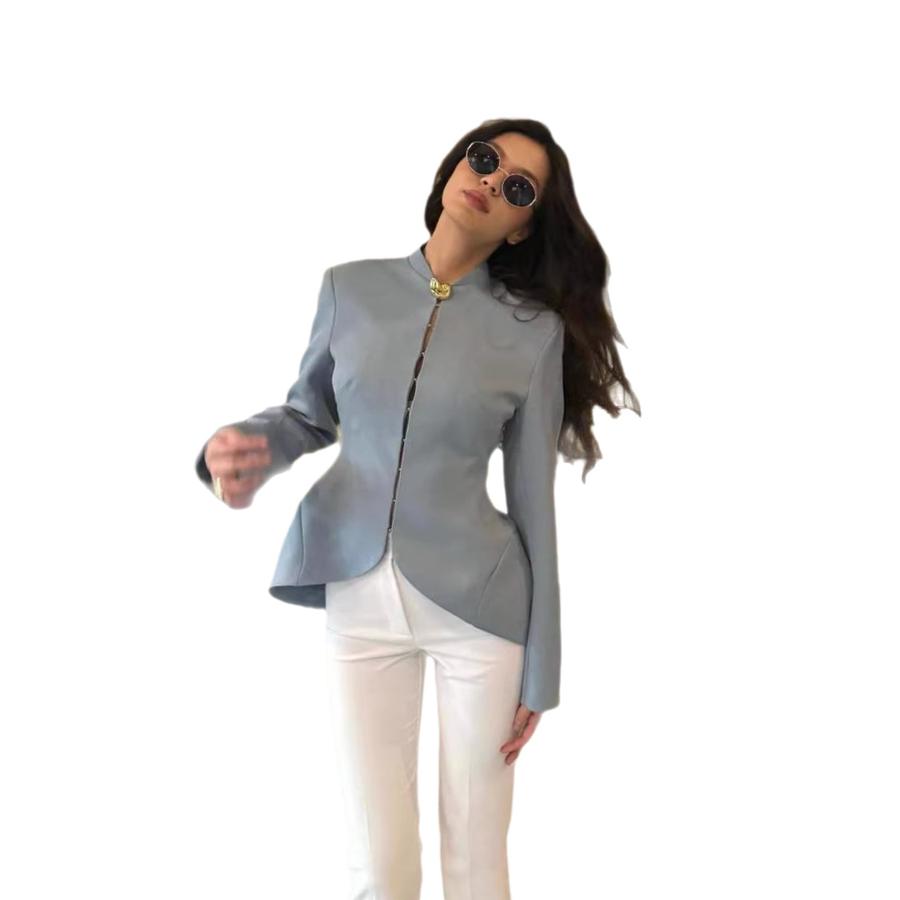 New Asymmetric Blazer Jacket Long Sleeve Women's Top for Figure-Flattering Fit
