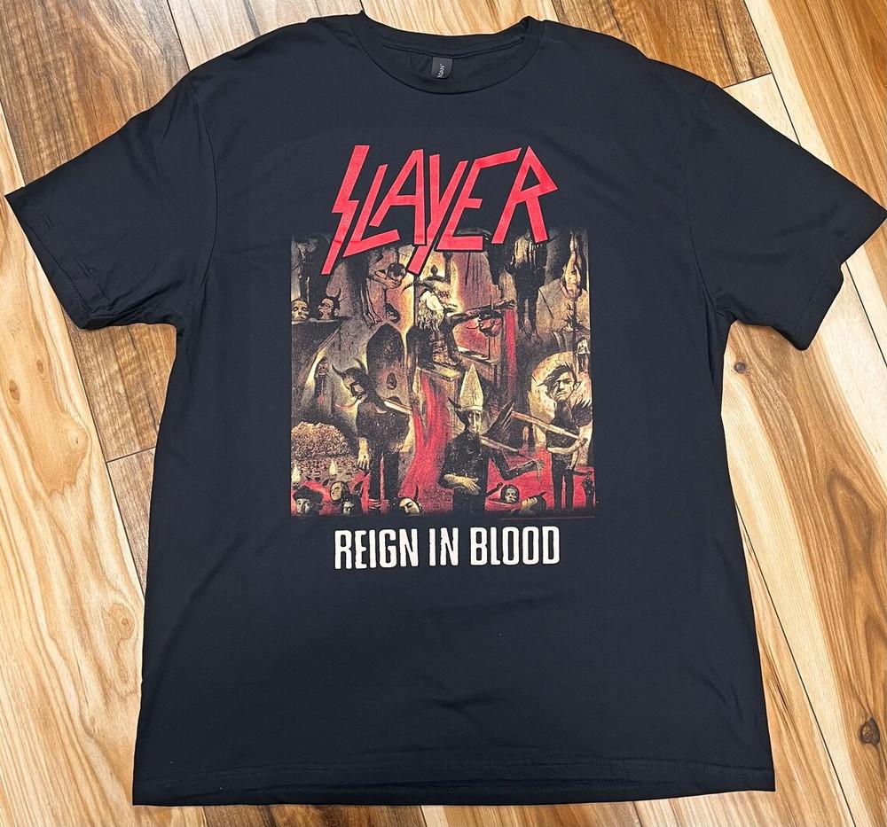SLAYER BAND Reign in Blood Reprinted Unisex Black T Shirt Full Size S-5XL Unisex T-Shirt XXXL