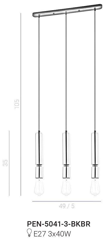 Lampa Wisząca Torla PEN-5041-3-BKBR Italux