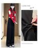 Petite High Waist Wide Leg Pants for Women - Spring/Autumn 145-150cm, Slimming Black Straight Leg